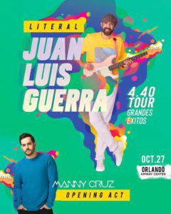 Manny Cruz será contraparte de Juan Luis Guerra en Orlando